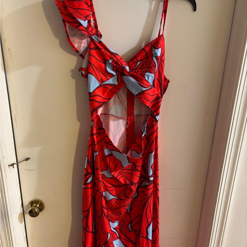 Red and Blue Cutout Dress